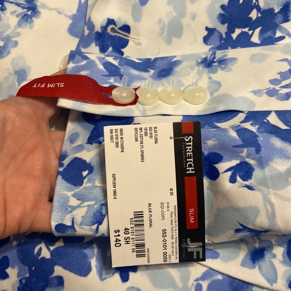 Blue floral JF j. Ferrar NWT 40SH slim fit suit jacket ❤️🔥 show stopper! - Picture 3 of 12